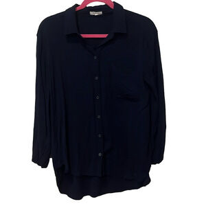 Felicite navy button down blouse, size 2